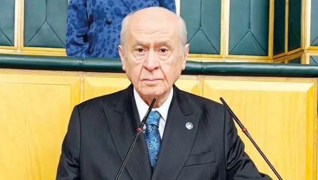 MHP Genel Başkanı Devlet Bahçeli bir konuşma sırasında.