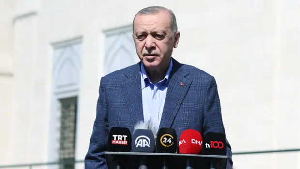 Cumhurbaşkanı Recep Tayyip Erdoğan konuşma yaparken.