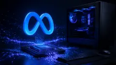 Meta'nın yeni yapay zeka modeli Muse Glimmer'ı temsil eden teknolojik bir çalışma alanı.