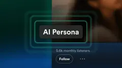 Spotify uygulaması üzerinde yapay zeka sanatçılarını temsil eden AI Persona etiketi görseli.