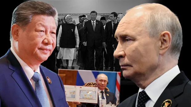 Hindistan'ın Yeni Delhi kentinde düzenlenen 18. BRICS Zirvesi'nde Çin, Rusya, Hindistan ve İran liderlerinin grup fotoğrafı.