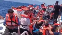 Girne açıklarında batan gemide arama kurtarma çalışmaları.