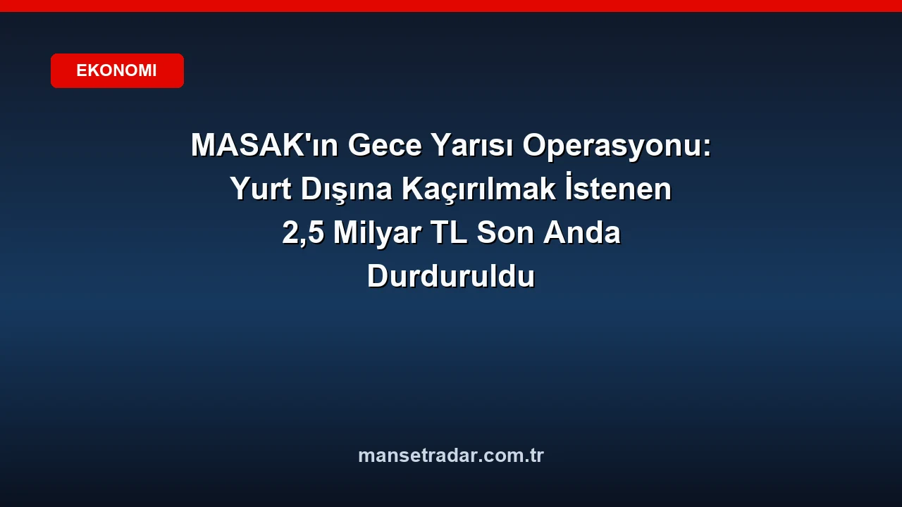 MASAK 2,5 milyar TL'lik varlık kaçırma girişimini son anda önledi.