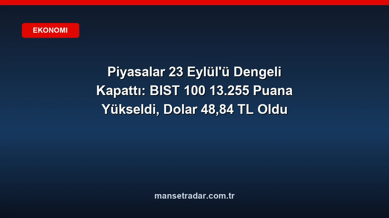 BIST 100 endeksi 23 Eylül seansını 13.255 puandan tamamladı.