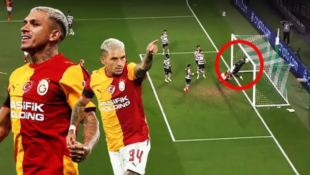 Lucas Torreira, Galatasaray'ın Sporting CP'ye attığı gol sonrası seviniyor.