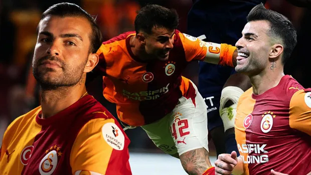 Galatasaraylı futbolcu Abdülkerim Bardakcı'nın Kasımpaşa maçında attığı gol sonrası sevinci.