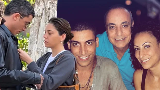 Can Bonomo, babası Yaşar Bonomo'nun cenaze töreninde eşi Öykü Karayel ve kardeşi Funda Bonomo ile taziyeleri kabul ederken.