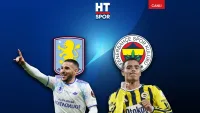 Fenerbahçe ve Aston Villa futbolcuları Şampiyonlar Ligi maçında Villa Park'ta mücadele ederken