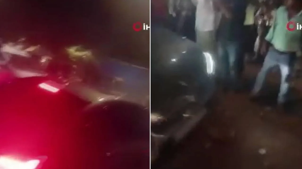 Mumbai'de ünlü oyuncu Tiger Shroff'un aracına düzenlenen silahlı saldırı sonrası olay yeri ve polis ekipleri.