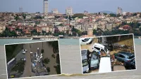 İstanbul'da şiddetli sel sonrası kahverengiye dönen deniz ve arama kurtarma çalışmaları.