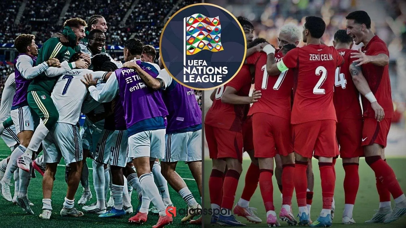 İtalya ve Türkiye milli futbol takımları UEFA Uluslar Ligi maçında sahada mücadele ederken