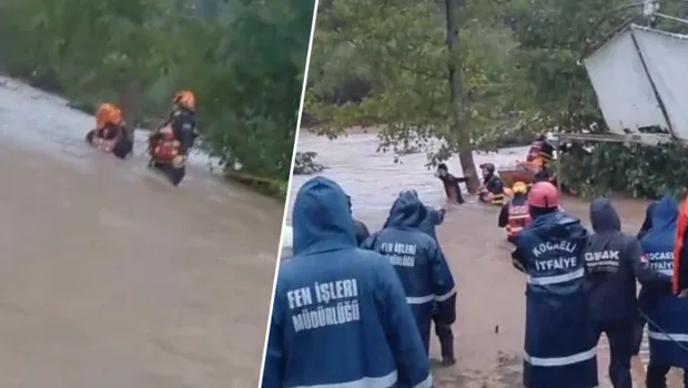 Kocaeli'de aşırı yağışlar sonrası su baskını ve arama kurtarma çalışmaları