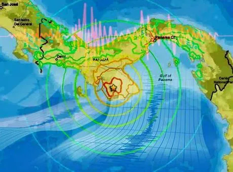 Panama'da deprem sonrası sokaklara dökülen halk ve hasar gören binalar.