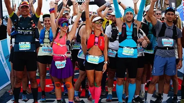 Gökçeada'da düzenlenen Ultra Trail yarışından genel bir görünüm.