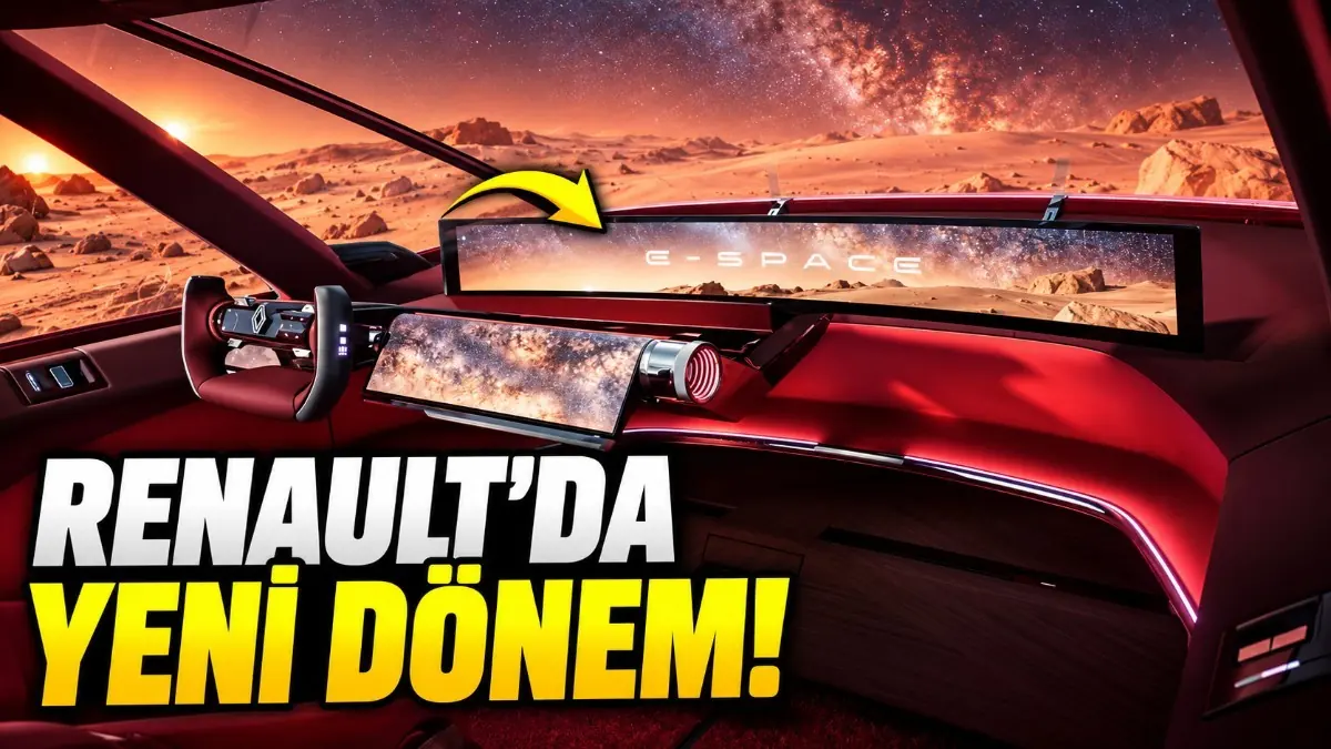 Renault E-Space konseptinin kavisli panoramik openR ekranı ve modern kokpit tasarımı