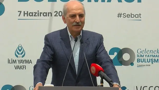 TBMM Başkanı Numan Kurtulmuş, 20'nci Geleneksel İlim Yaymalılar Buluşması'nda konuşma yaparken.