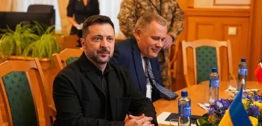 Ukrainischer Präsident Wolodymyr Selenskyj bei einer Pressekonferenz in Kyjiw