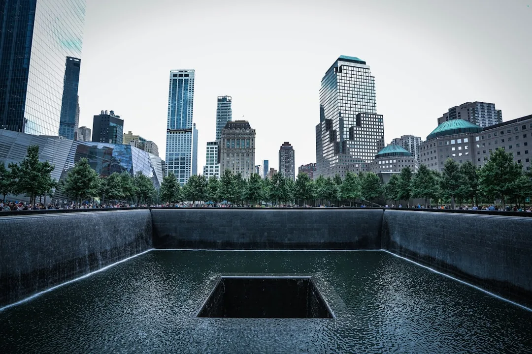 A serene memorial field reflecting quiet remembrance 25 years after September 11.